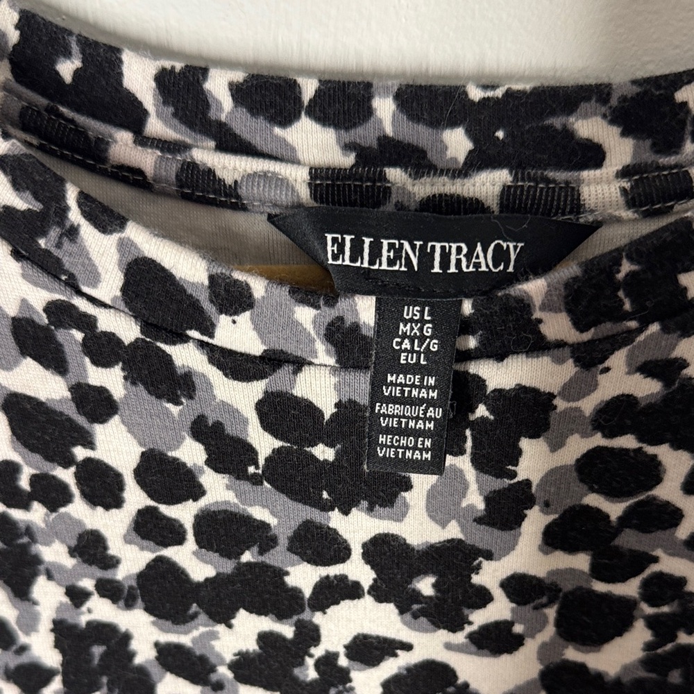Ellen Tracy Monochrome Animal Print Blouse